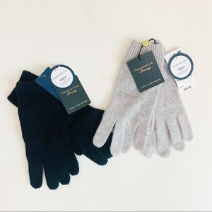 Charter Club Cashmere everyday gloves Black Gray